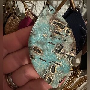 Blue and Gold Vintage Textured Earrings